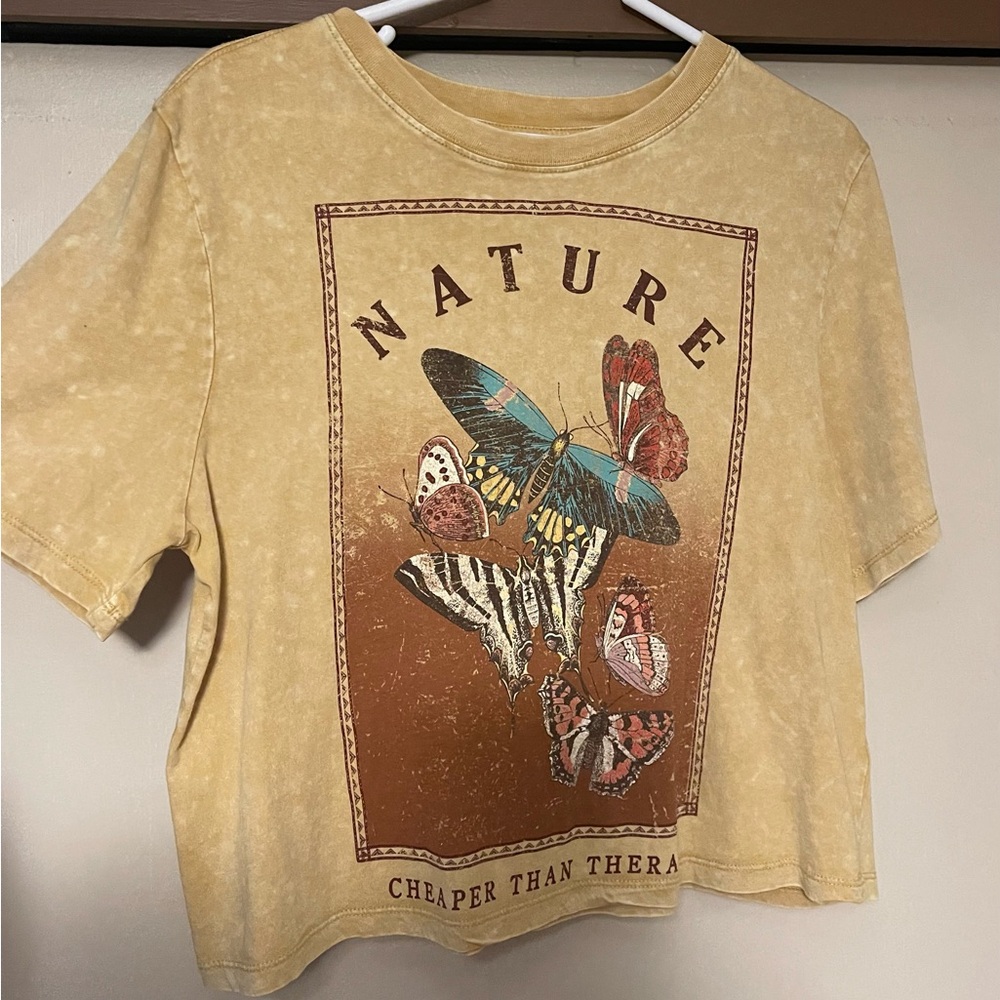 light yellow Cleo + Wolf “nature” tee, over sized